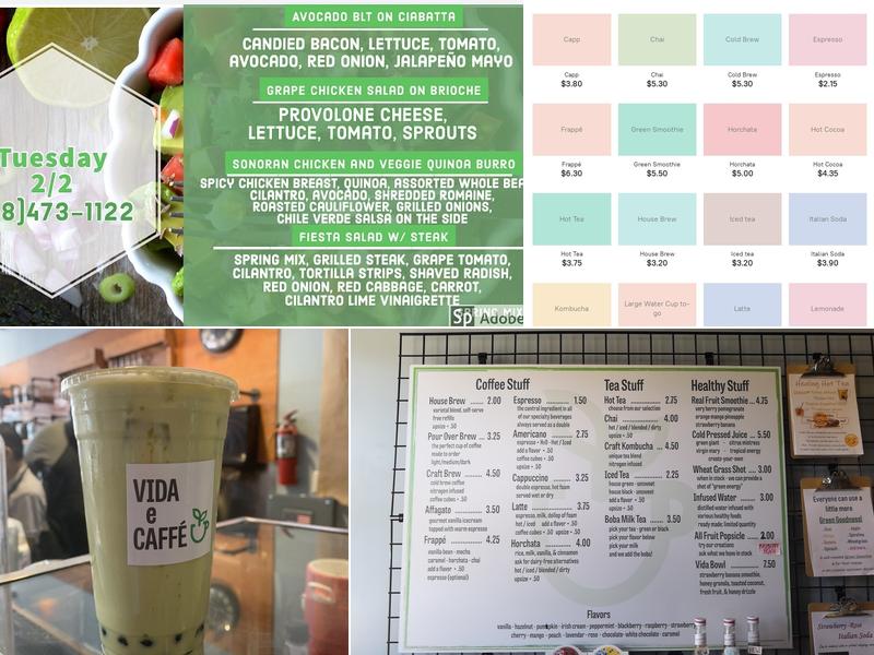 Vida e Caffé Menu