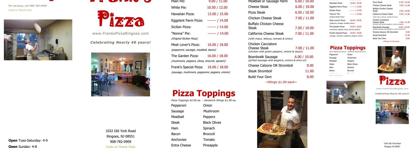 Frank's Pizzeria Menu