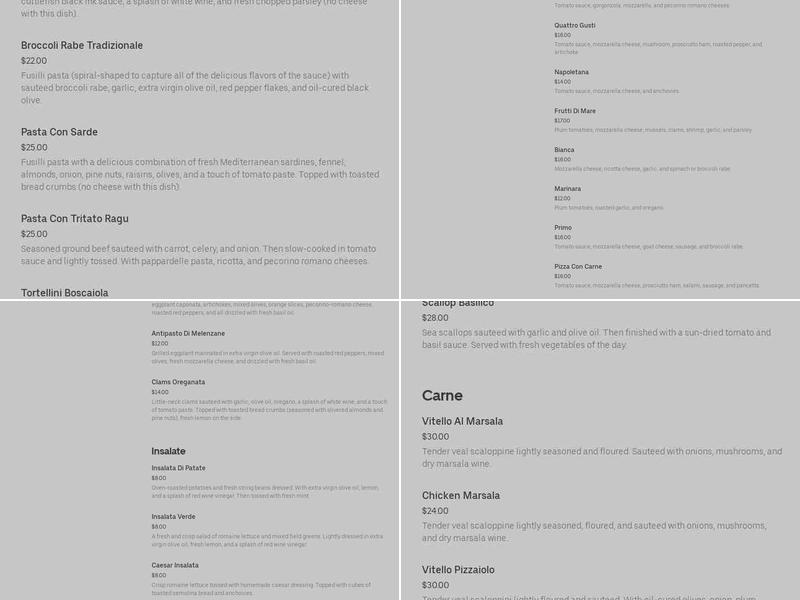 Via Ponte Ristorante Siciliano Menu