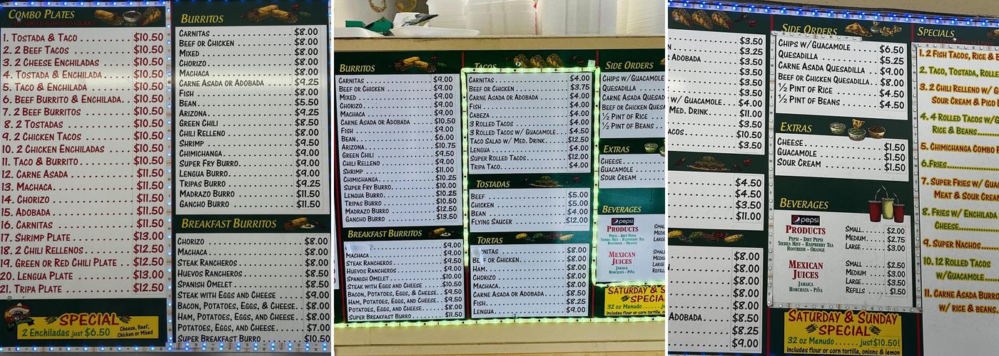 Los Jilbertos Menu