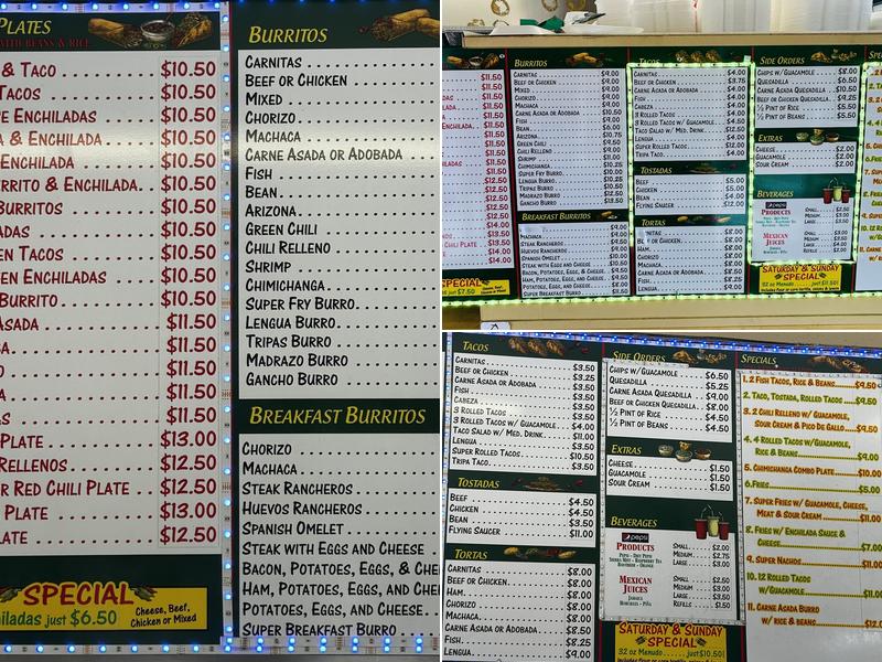 Los Jilbertos Menu