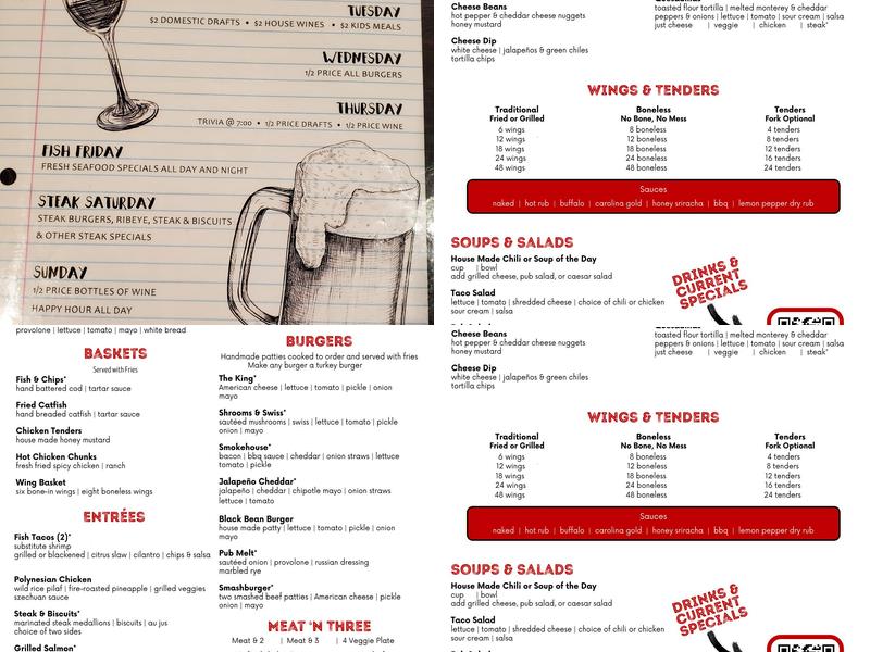Corner Pub Bellevue Menu