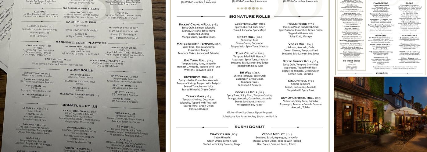 86 West Menu
