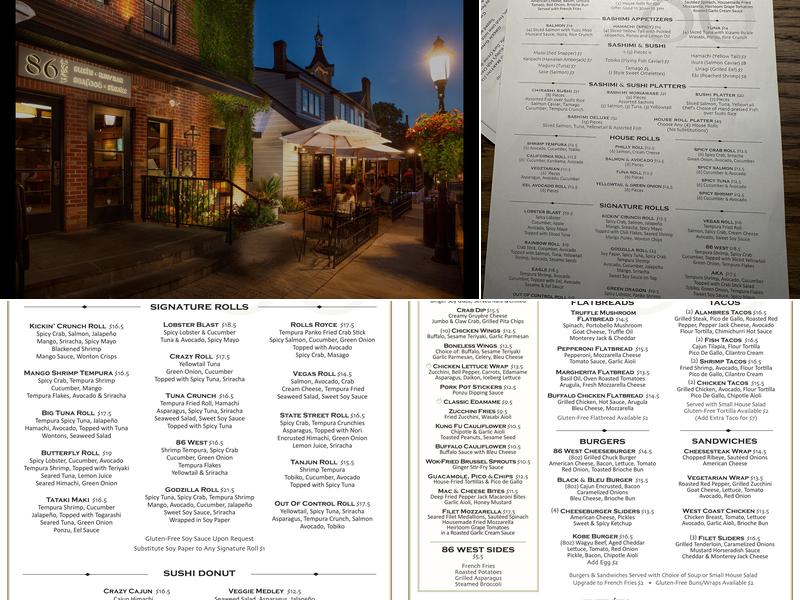 86 West Menu