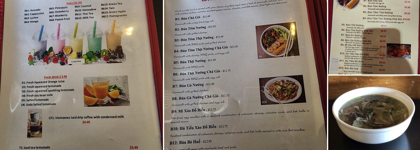 I Love Phở Menu