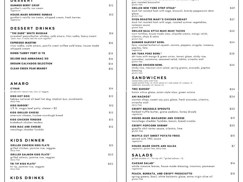 P.J.'s at Gray's Crossing Menu