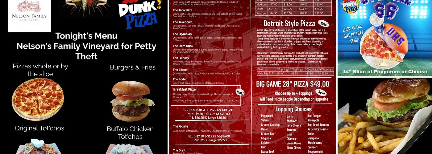 Slam Dunk Pizza Menu