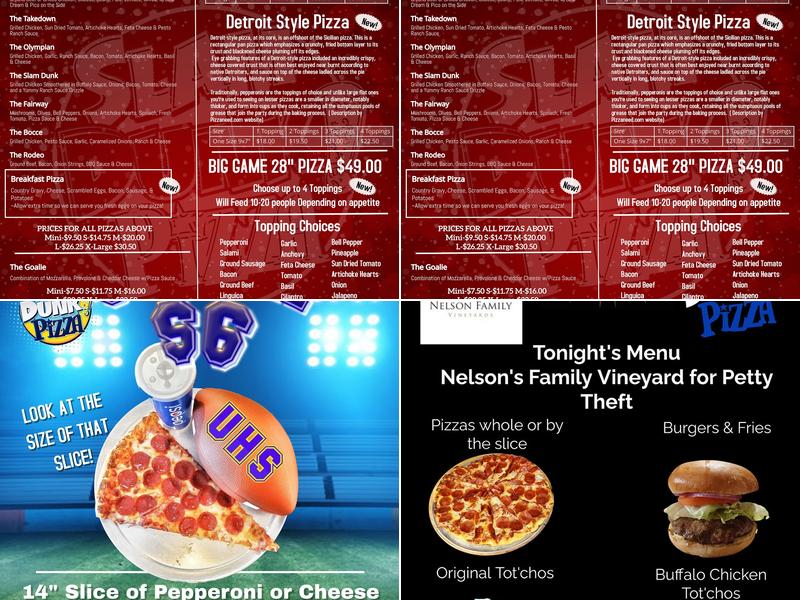 Slam Dunk Pizza Menu
