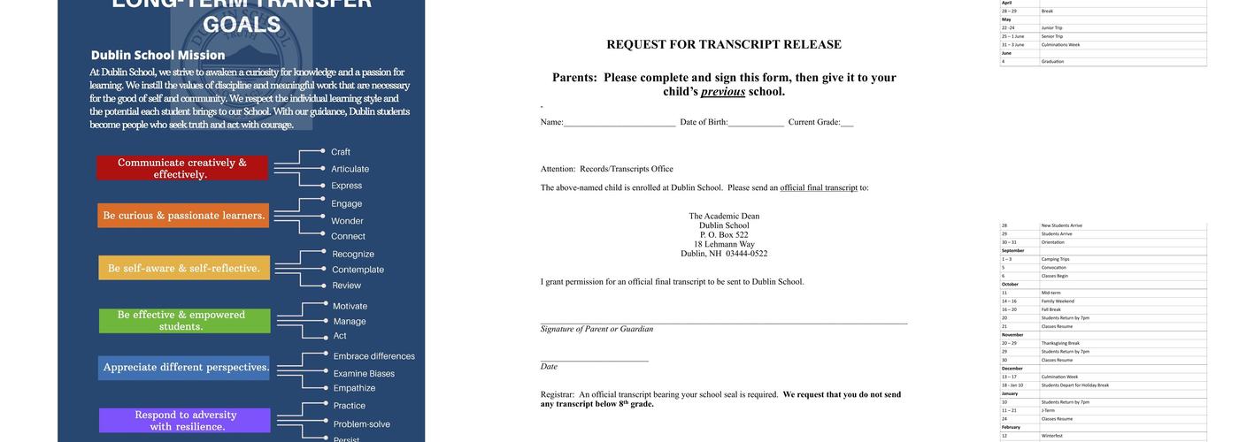 Dublin School Dining Commons Menu