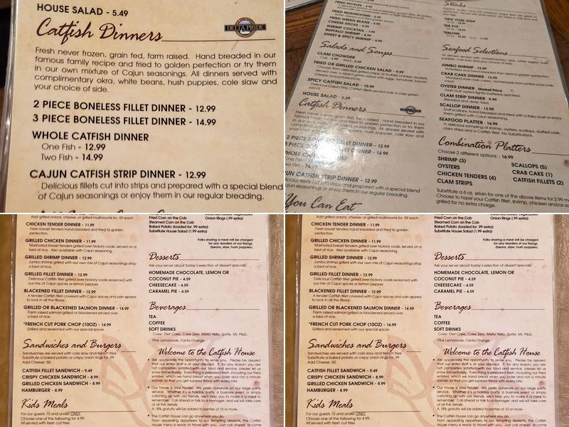 The Catfish House Menu