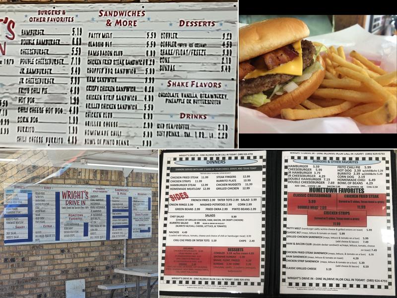 Wright's Drive In Menu