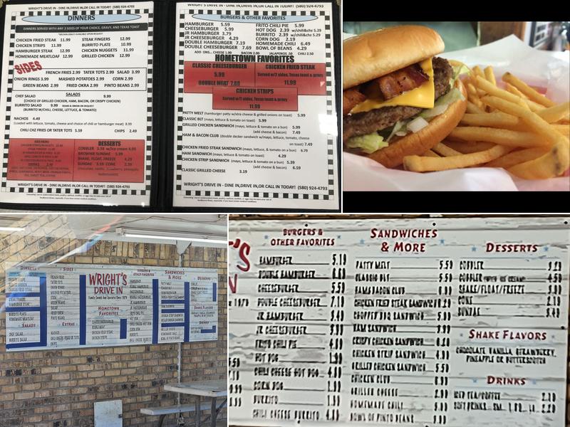 Wright's Drive In Menu
