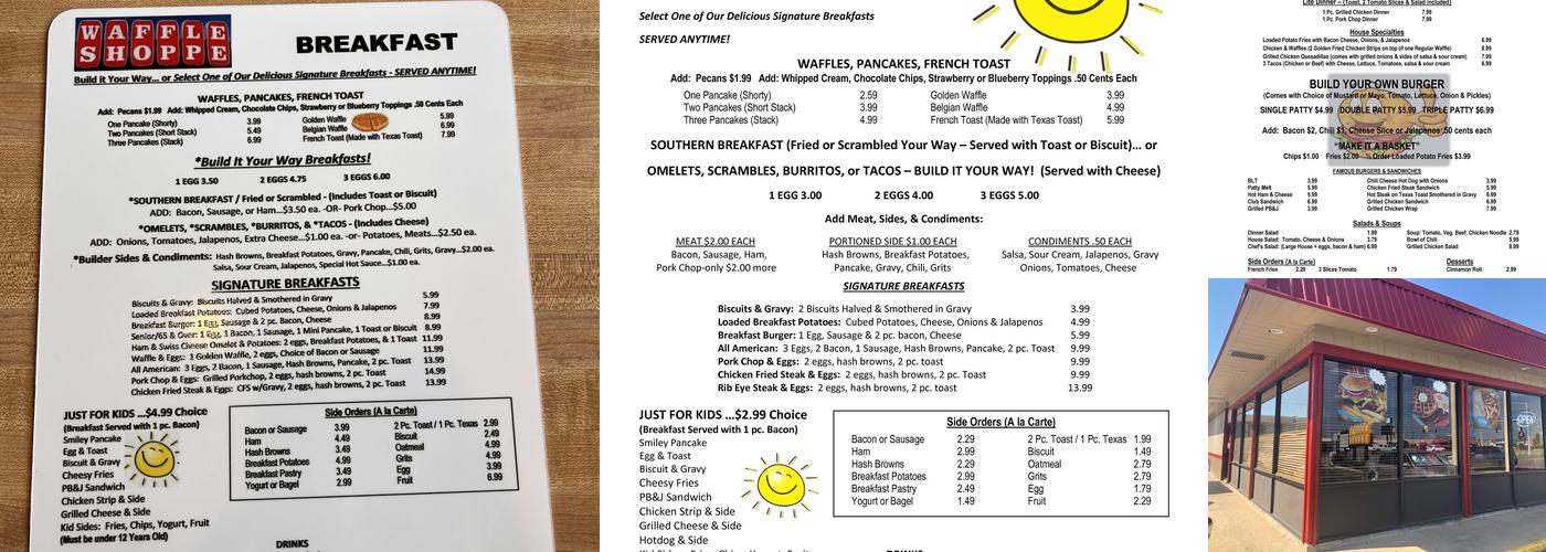 Waffle Shoppe Menu