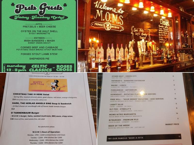 Maxwell's On Main (MOMs) Menu
