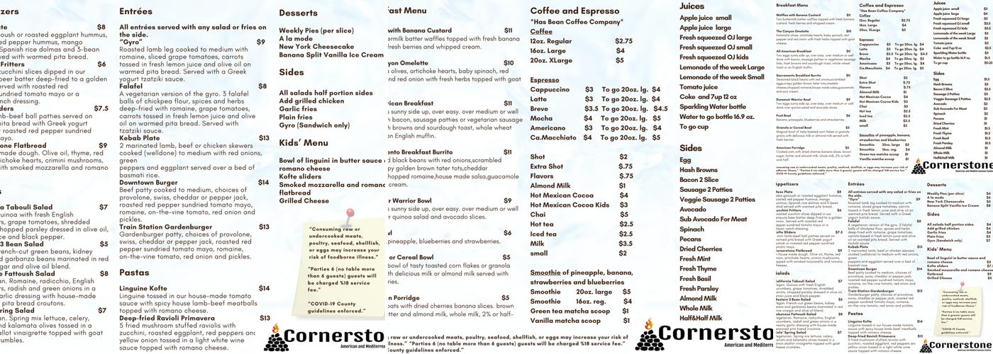 Cornerstone Menu
