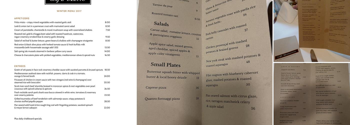 Café Maddalena Menu