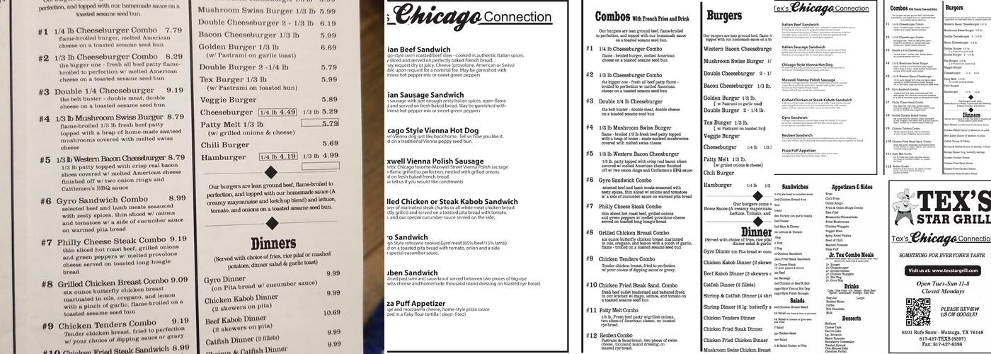 Tex's Star Grill Menu