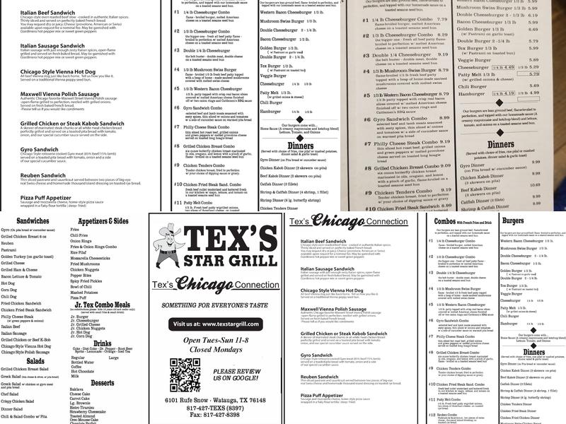 Tex's Star Grill Menu