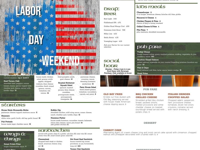 Farmhouse Tavern Menu