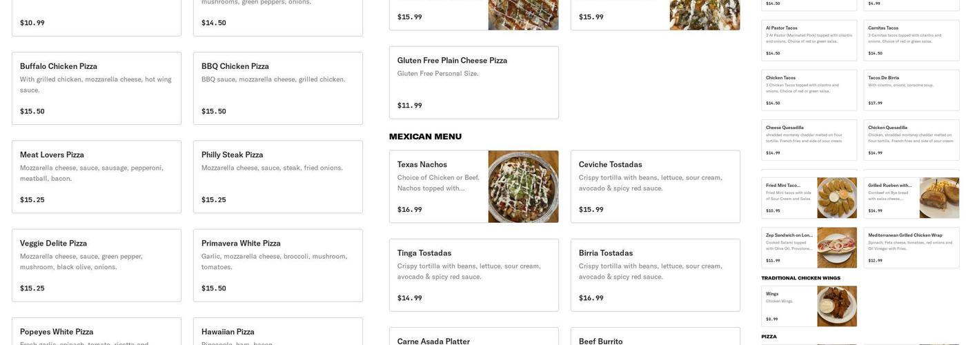 Dolce Luna Italian Restaurant & Pizzeria Menu