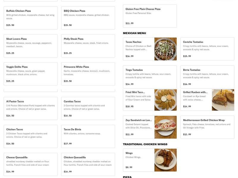 Dolce Luna Italian Restaurant & Pizzeria Menu