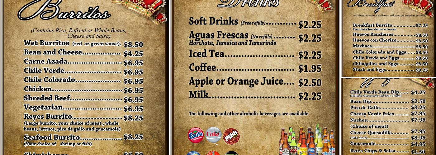 Los reyes mexican grill and seafood Menu