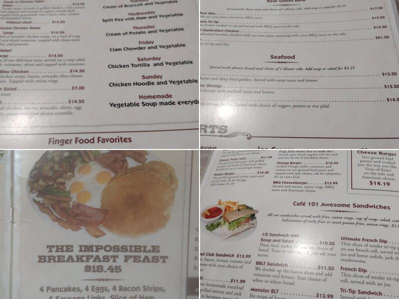 Cafe 101 Menu