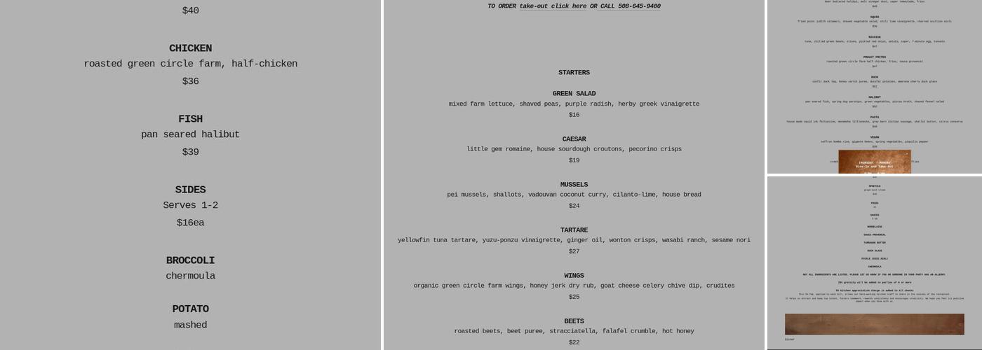 Chilmark Tavern Menu