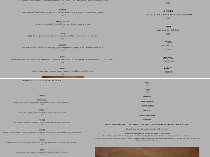 Chilmark Tavern Menu