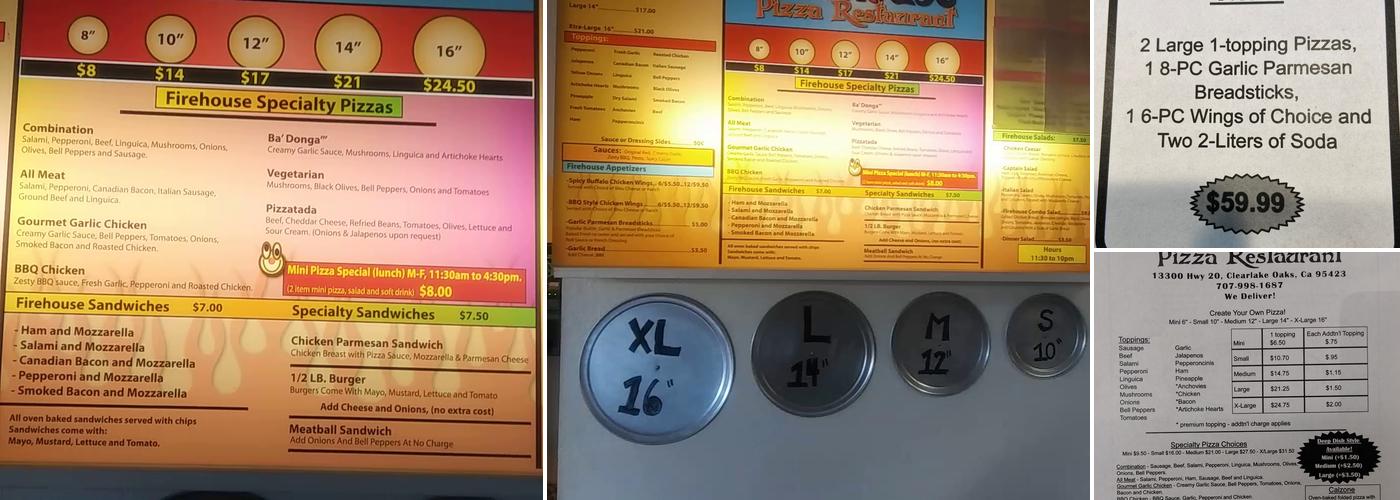 Firehouse Pizza Menu