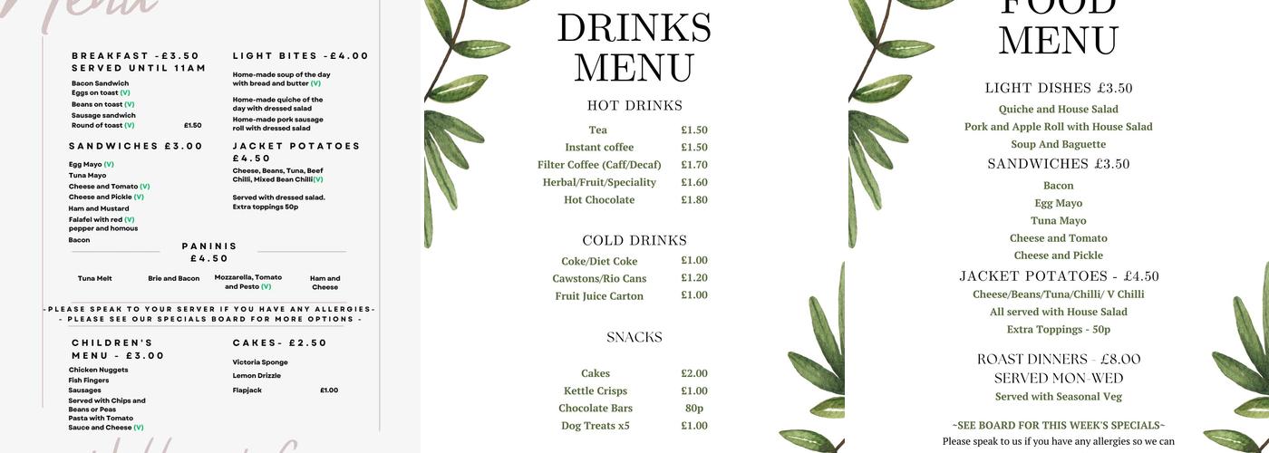 Hillcrest Community Cafe Menu