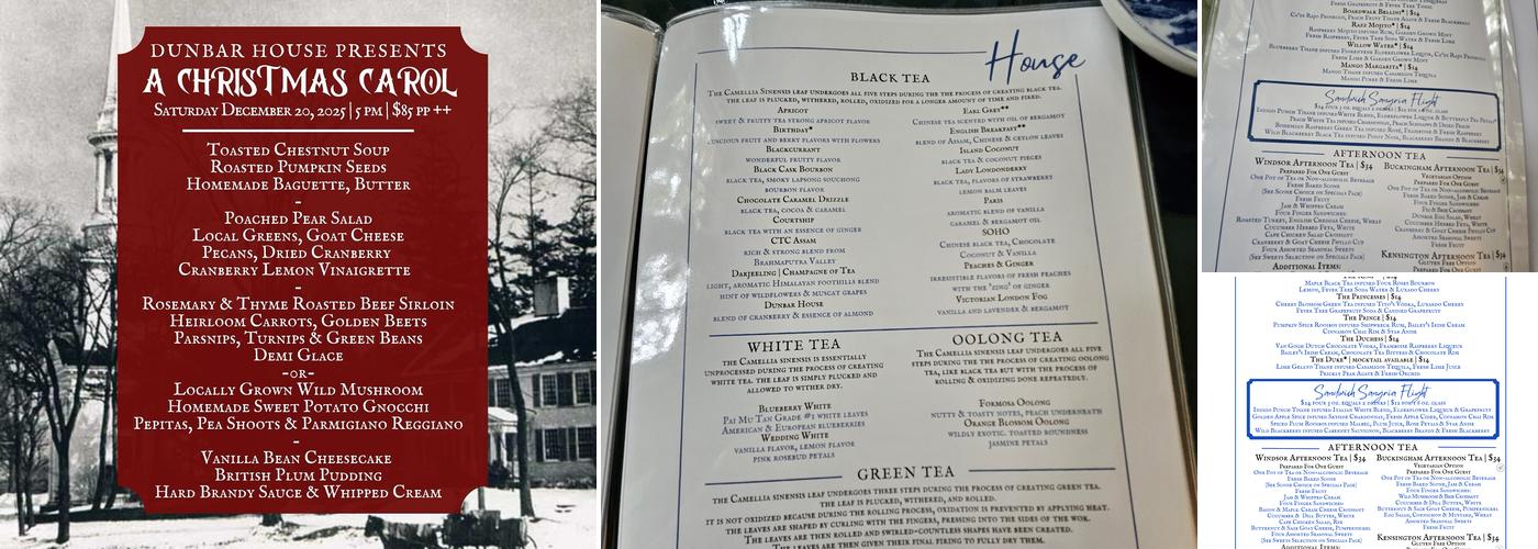 Dunbar House Tea Room & Wine Bar Menu