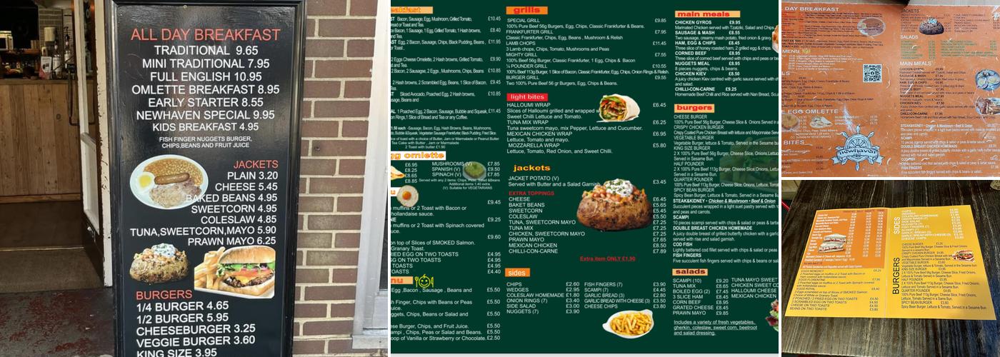 Newhaven Coffee shop Menu