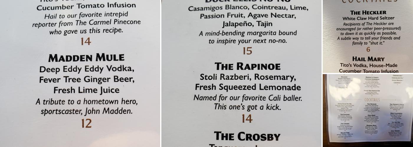 Brophy's Tavern Menu