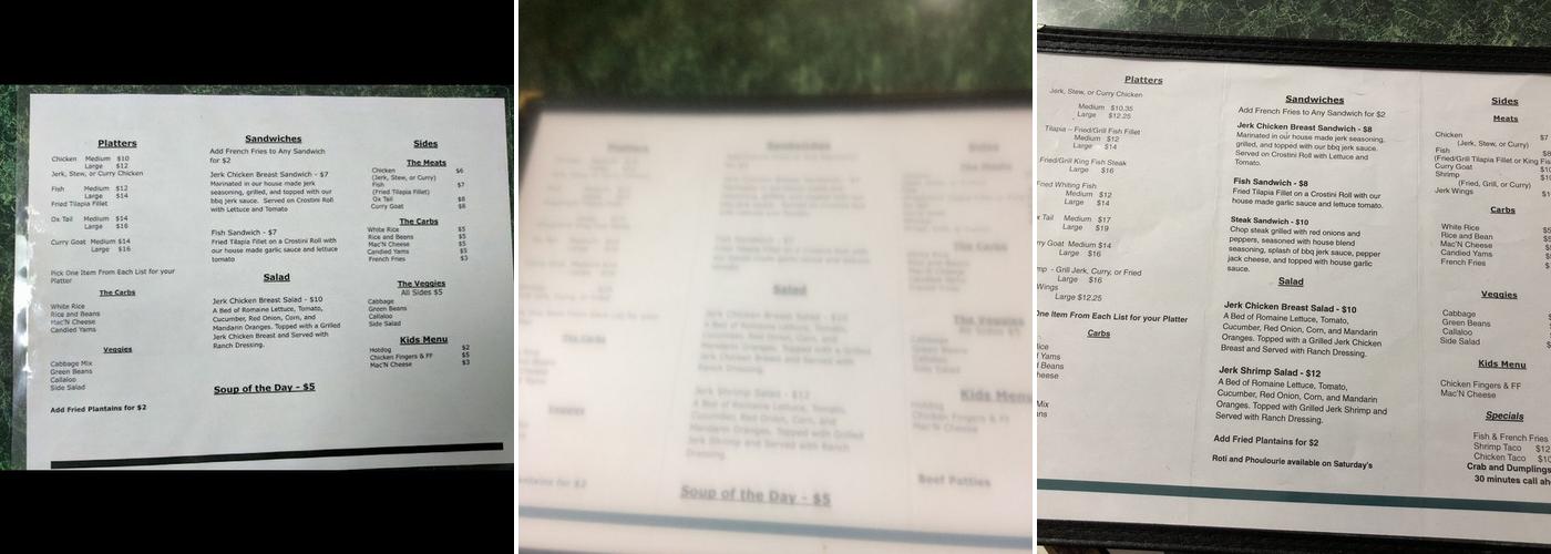 R&R Caribbean Cuisine Menu