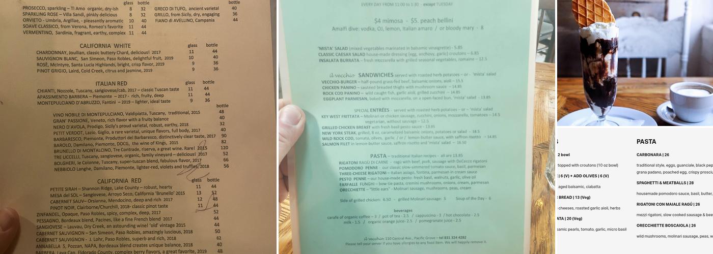 IL Vecchio Menu