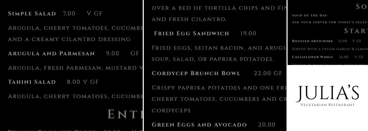 Julia's Menu