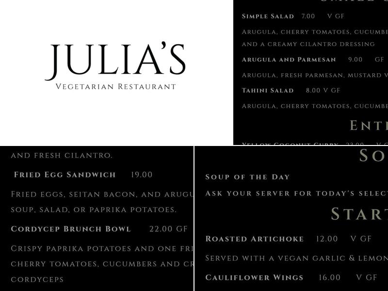 Julia's Menu