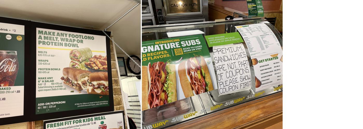 Subway Menu