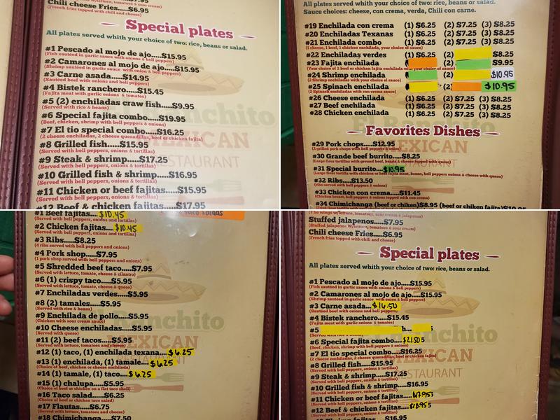El Ranchito Menu