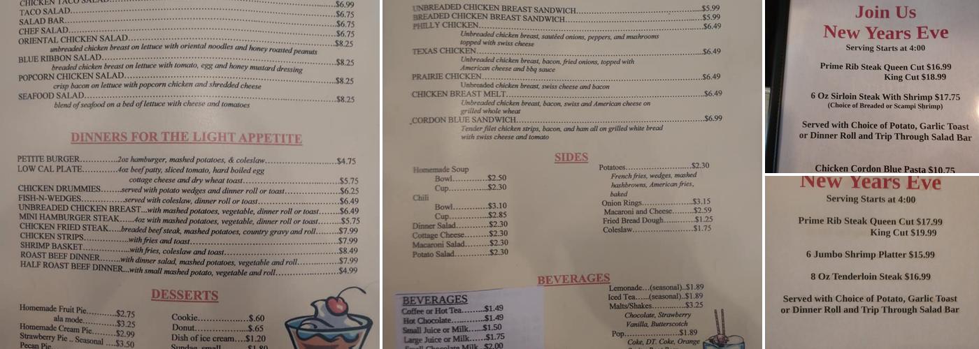 Prairie Inn Menu