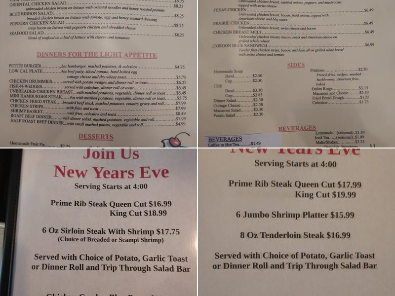 Prairie Inn Menu