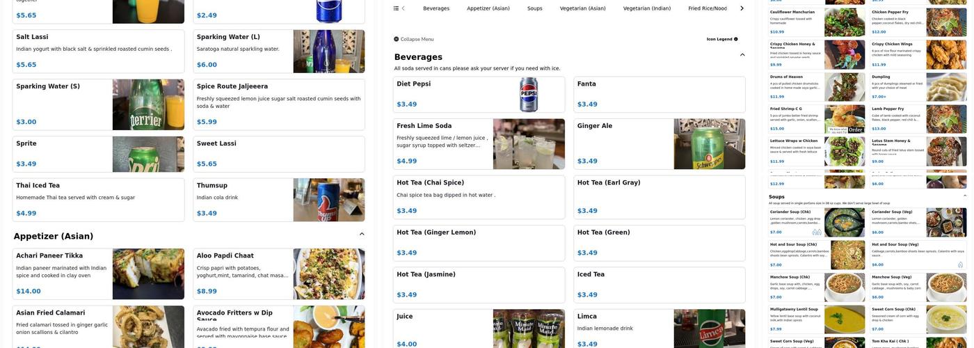 Spice Route Indian Cuisine Menu