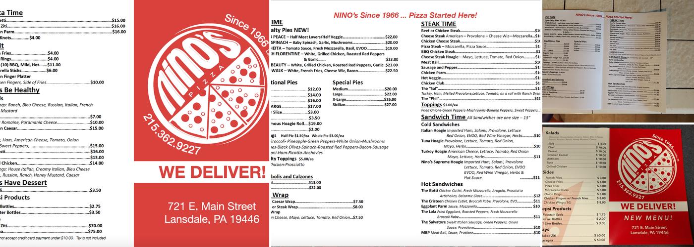 Nino's Pizza Menu