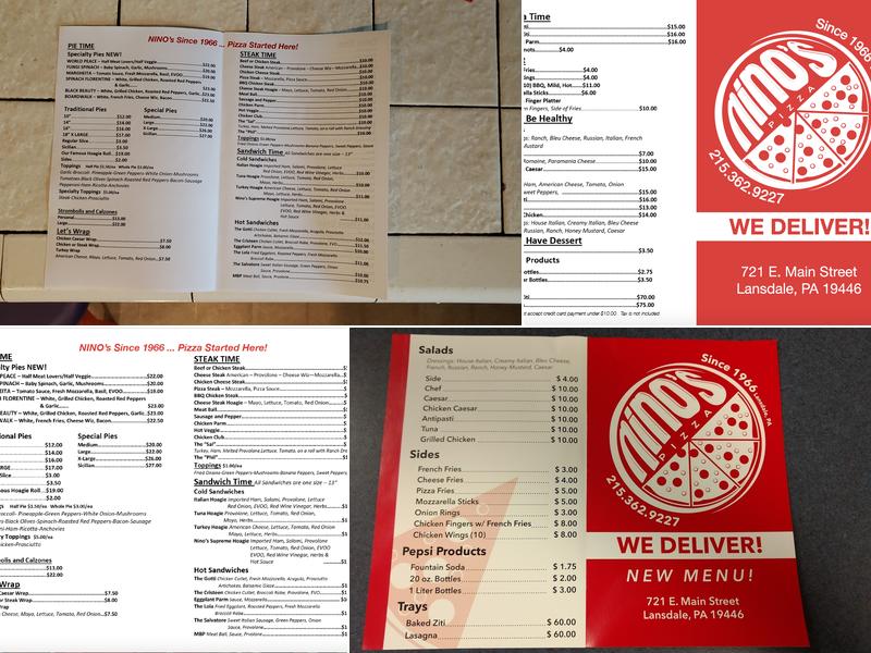 Nino's Pizza Menu