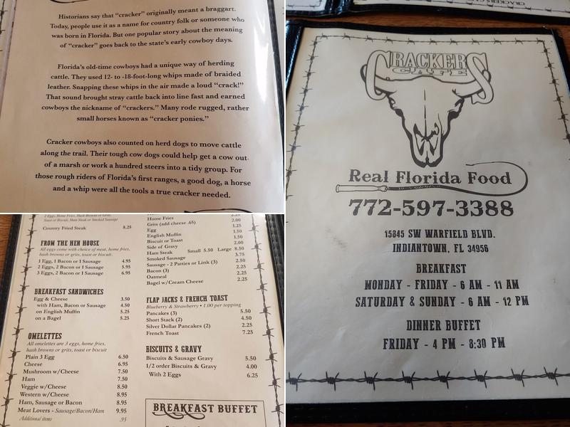 Cracker's Cafe Menu