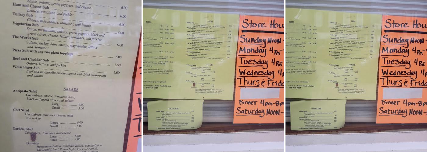 Ernestos Pizzeria Menu