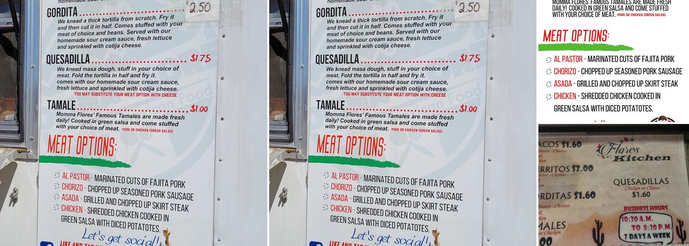 Cocina Flores Menu