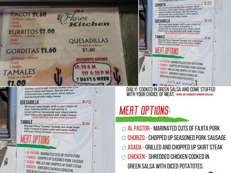Cocina Flores Menu