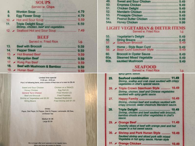 New China Chinese Restaurant Menu
